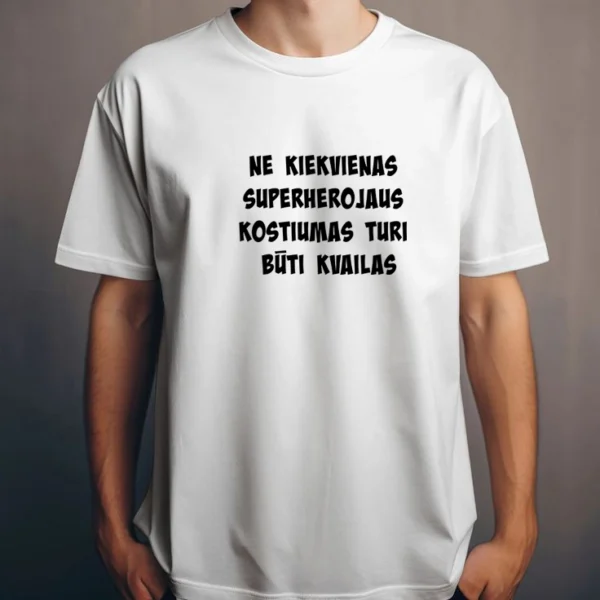 Vyriški balti marškinėliai "Superherojus"