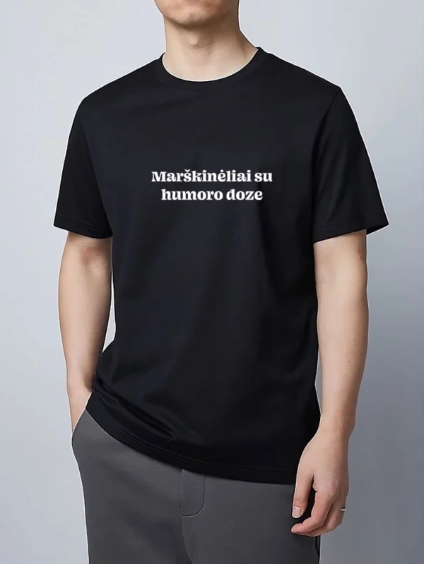 Vyriški juodi marškinėliai „Humoro Dozė”