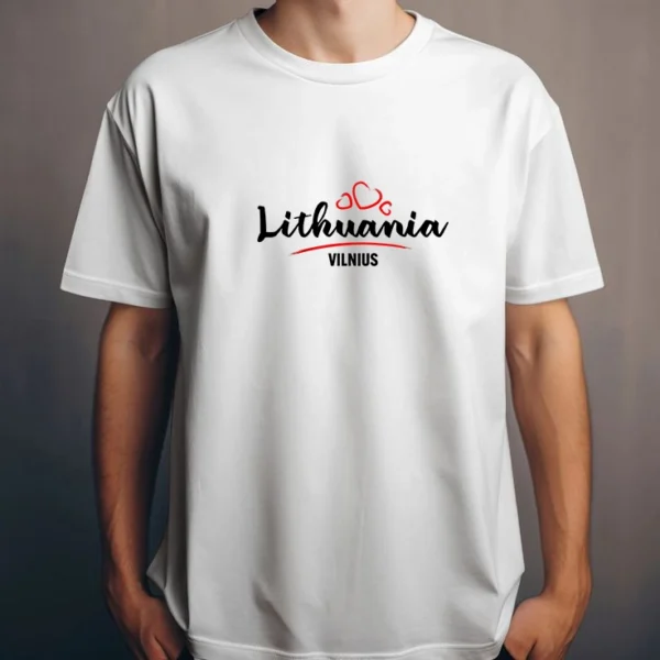 Vyriški marškinėliai „Lietuva - Vilnius" – Balta
