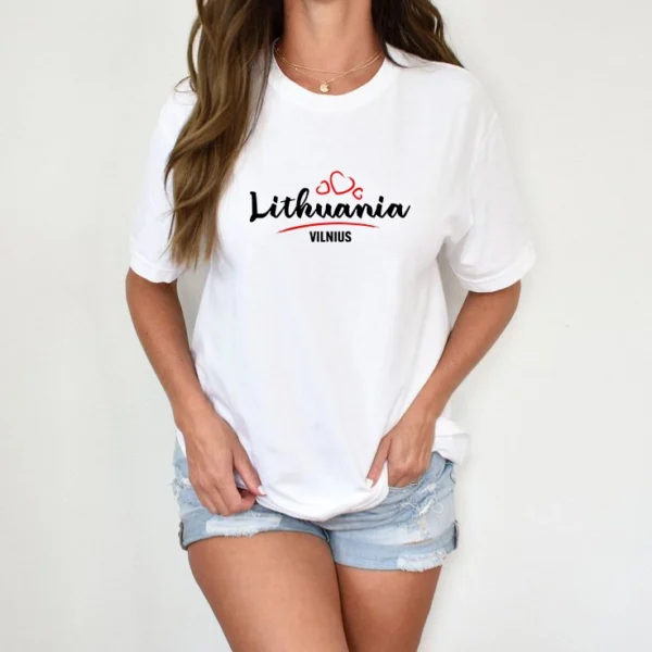 Moteriški marškinėliai „Lietuva - Vilnius" – Balta