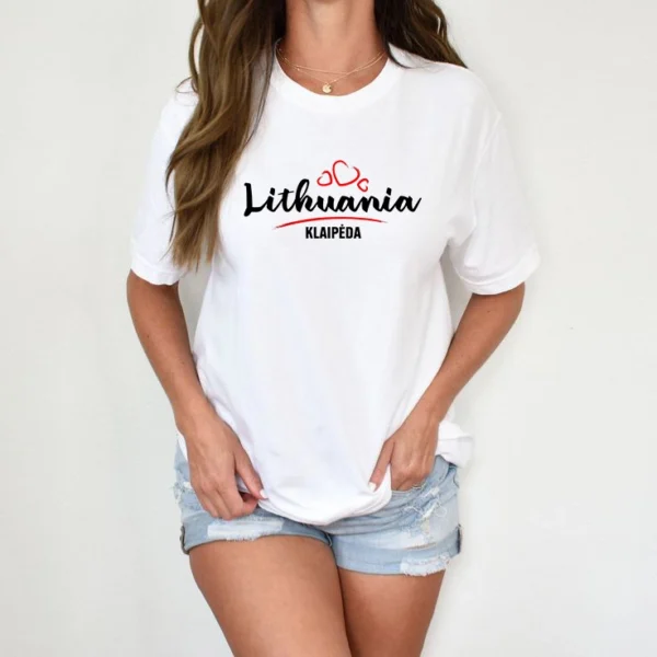 Moteriški marškinėliai „Lietuva - Klaipėda" – Balta