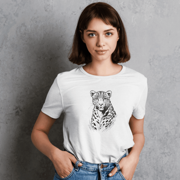 Moteriški marškinėliai „Leopardas" – Balta