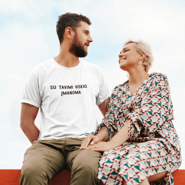 Vyriški marškinėliai „Su tavimi viskas įmanoma" – Balta