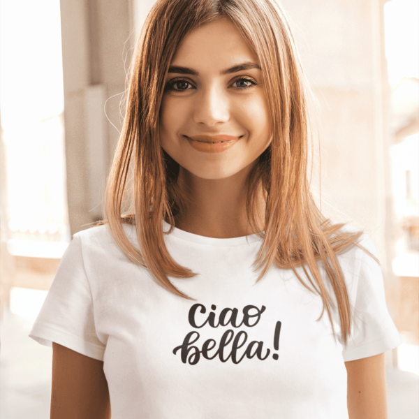 Moteriški marškinėliai „Ciao bella" – Balta