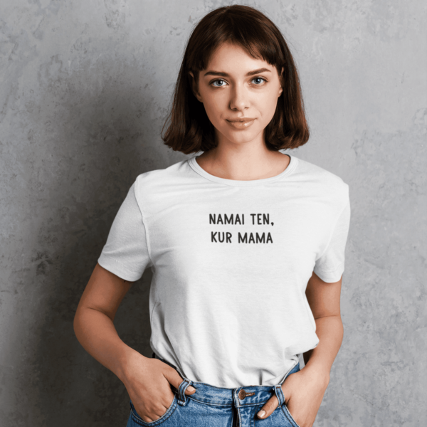 Moteriški marškinėliai „Namai ten kur Mama" – Balta