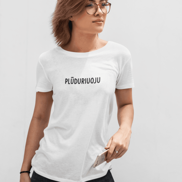 Moteriški marškinėliai „Plūduriuoju" – Balta