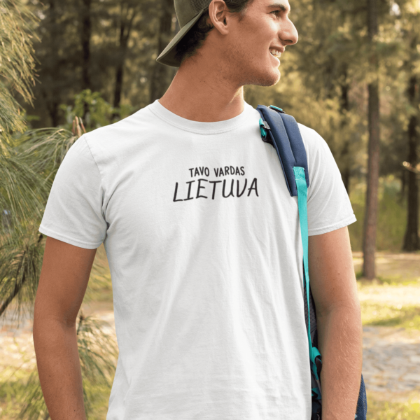 Vyriški marškinėliai „Tavo vardas Lietuva" – Balta