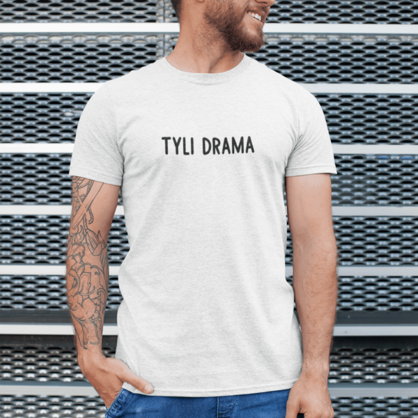 Vyriški marškinėliai „Tyli drama" – Balta