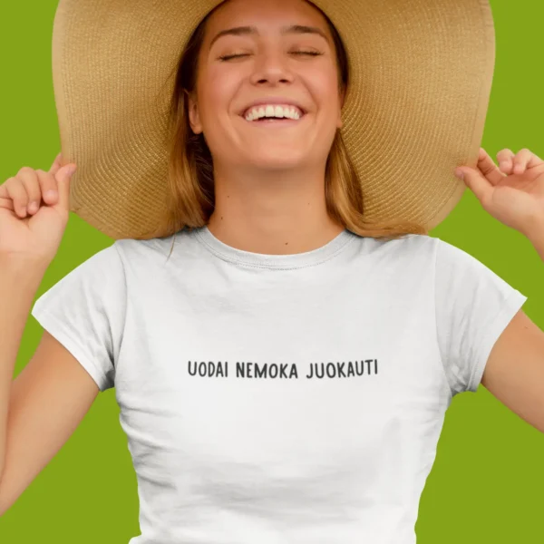 Moteriški marškinėliai „Uodai nejuokauja" – Balta