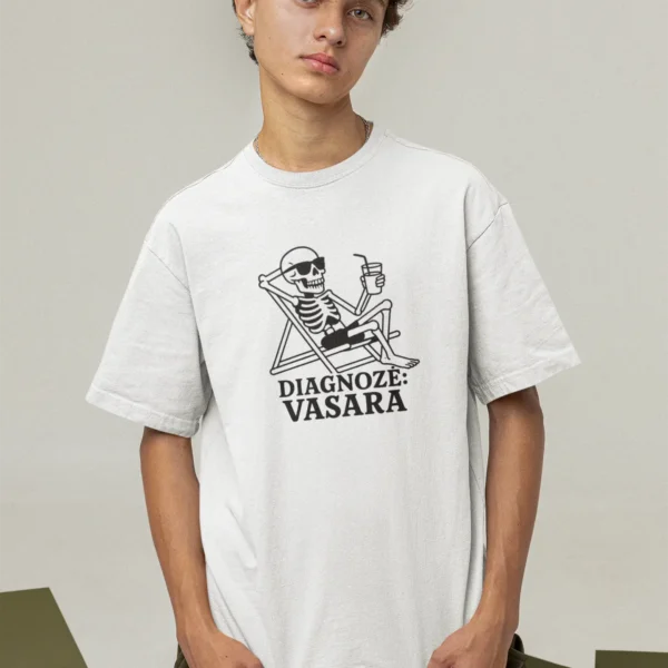Vyriški marškinėliai „Diagnozė - vasara" – Balta