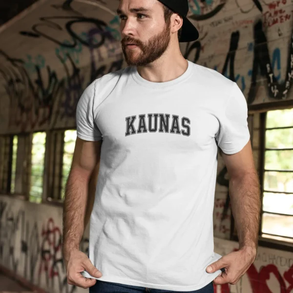 Vyriški marškinėliai „Kaunas" – Balta