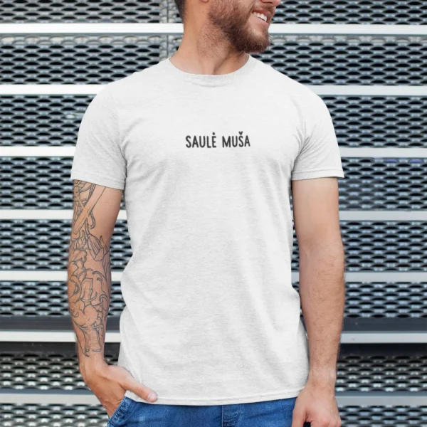 Vyriški marškinėliai „Saulė muša" – Balta