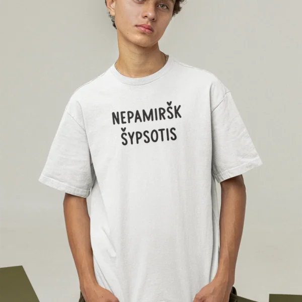 Vyriški marškinėliai „Nepamiršk šypsotis" – Balta