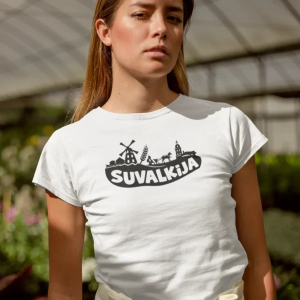 Moteriški marškinėliai „Suvalkijos motyvai" – Balta
